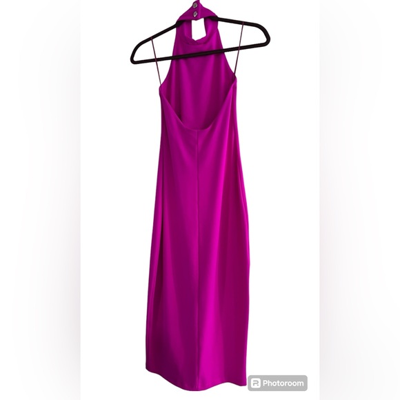 Susana Monaco High Neck Halter Midi Dress BarbieCORE Hit Pink NWT X Small - Picture 13 of 14